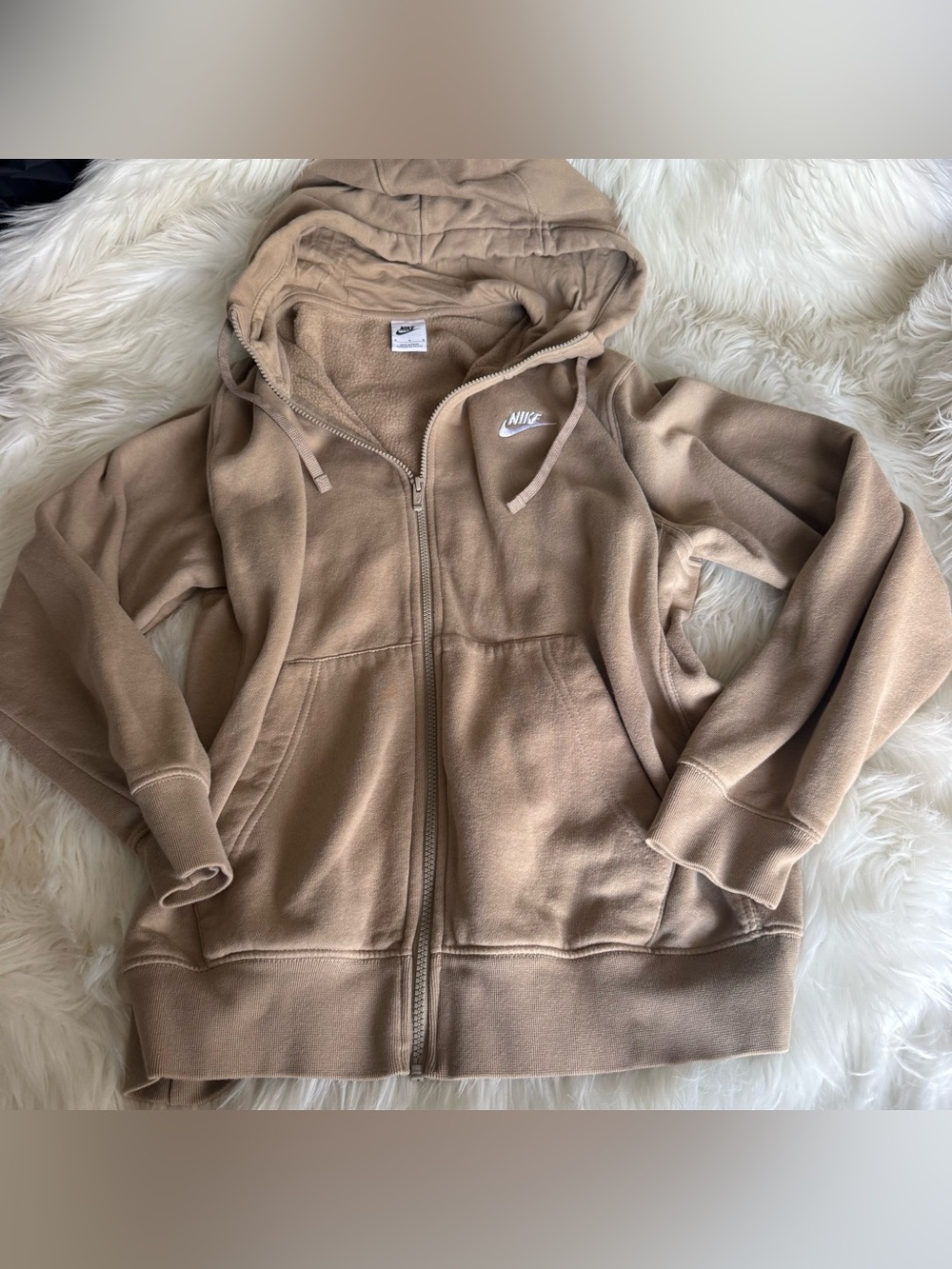 Nike Unisex Zip-Up Hoodie in Taupe/Brown SZ: M